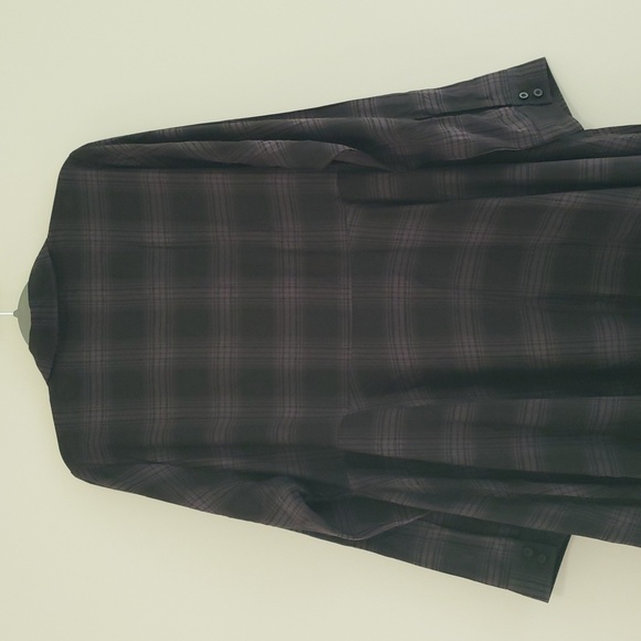 Torrid Button Down Shirt Kimono 1X Black Gray Plaid Long Sleeve Pockets Layering - Picture 9 of 16